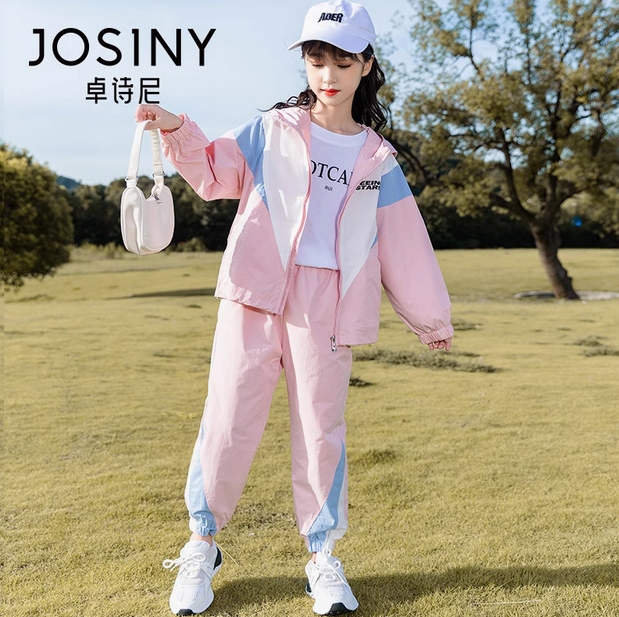 卓诗尼女童网红套装春秋2025新款儿童洋气时髦女童装休闲运动春装  
