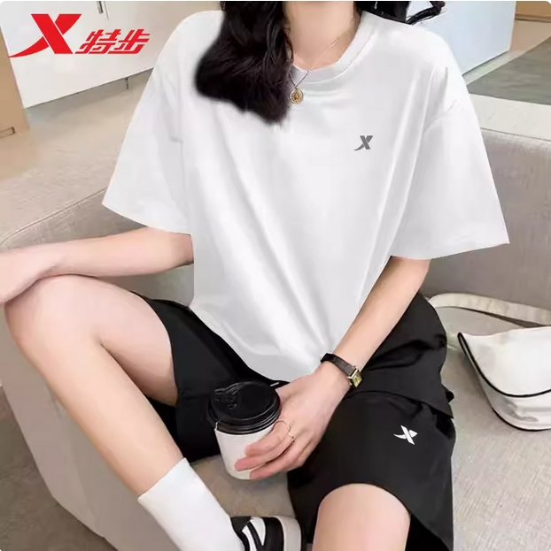 特步运动套装女2025夏季正品短袖短裤正品跑步健身薄款速干两件套  