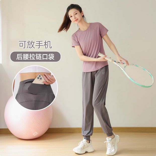跑步运动女套装春夏新款户外训练速干衣休闲专业晨跑健身房瑜伽服  